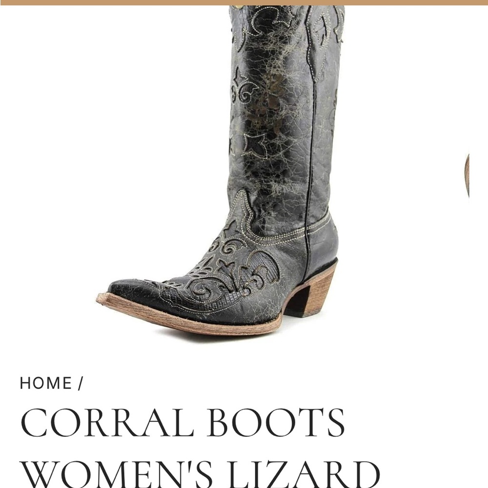 Women's Lizard Inlay Black Western Boots